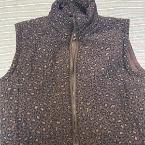 Thread & Supply Brown Leopard Print Puffer Vest